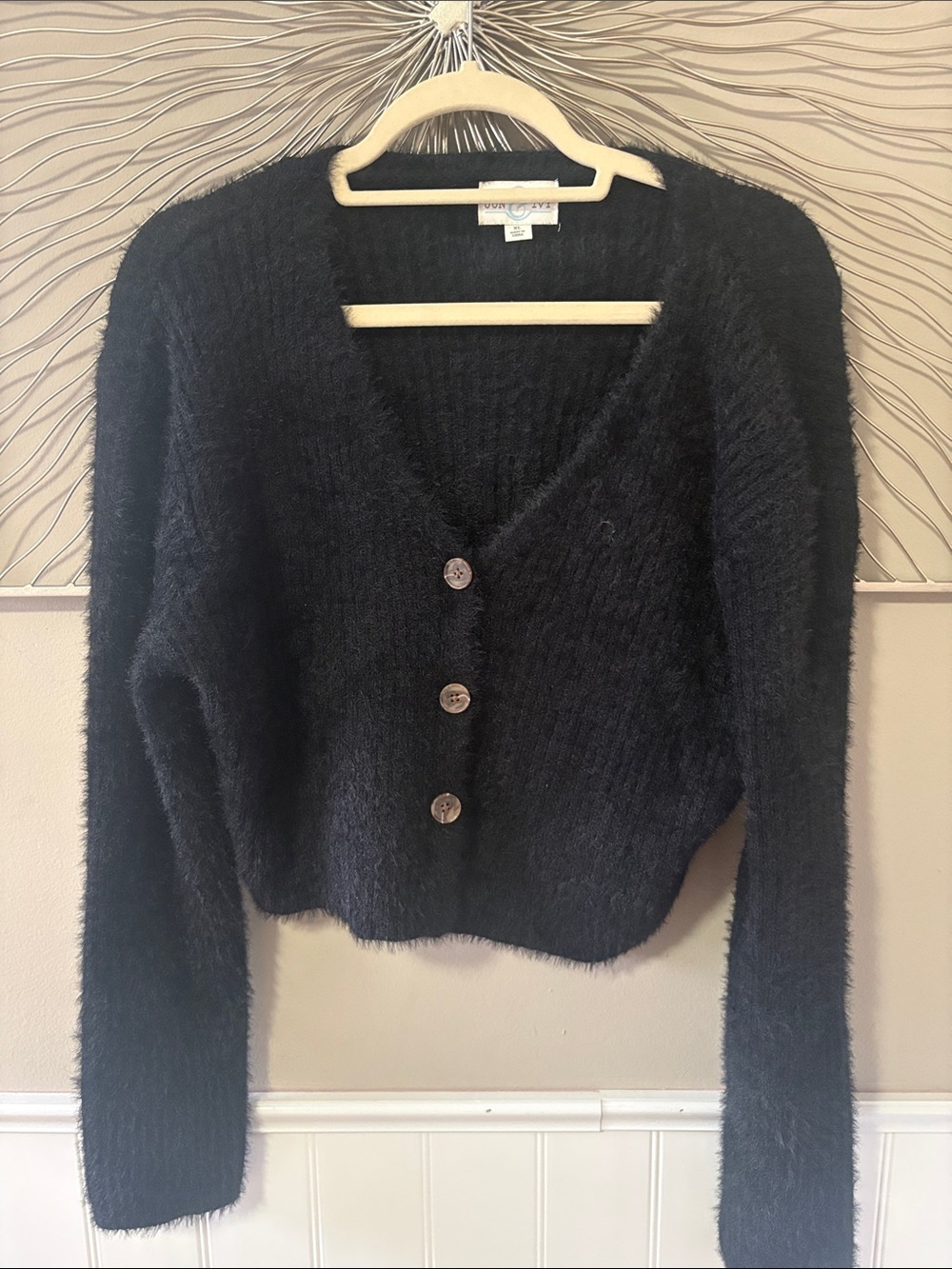 Cozy Black V-Neck Button-Front Women's Sweater